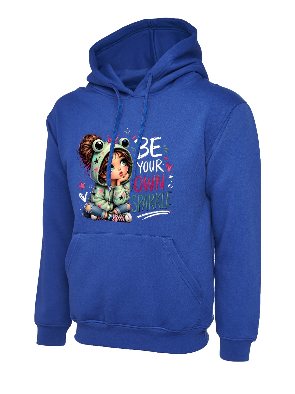 Be Your Own Sparkle Frog Girl uneek uc502 hoodie in royal