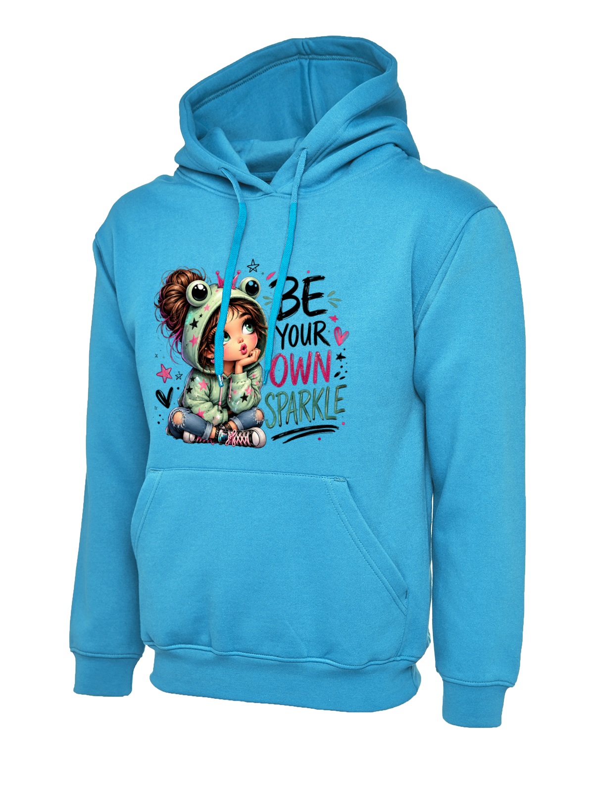 Be Your Own Sparkle Frog Girl uneek uc502 hoodie in sapphire