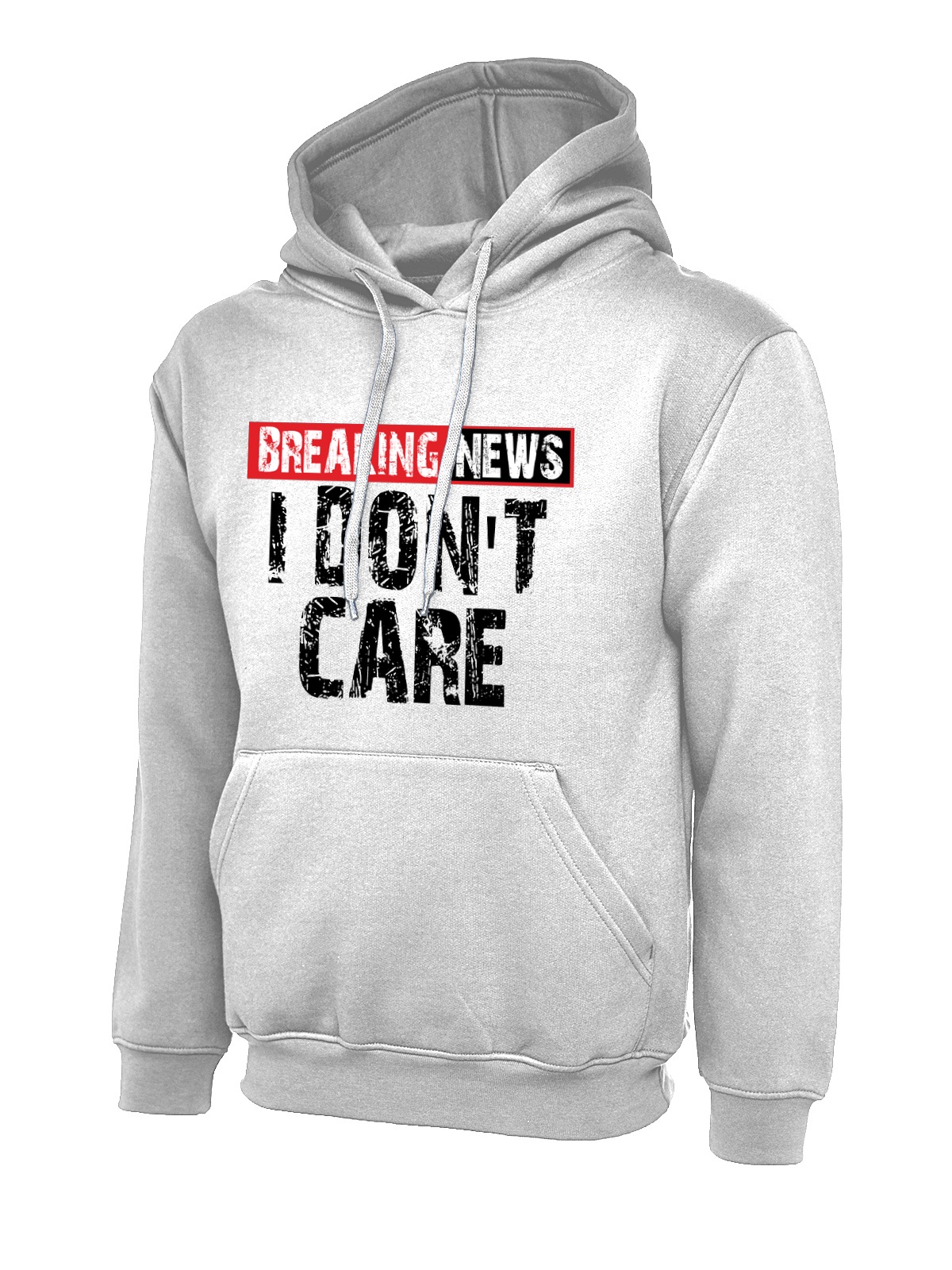 Breaking News I Don't Care uneek uc502 hoodie in white