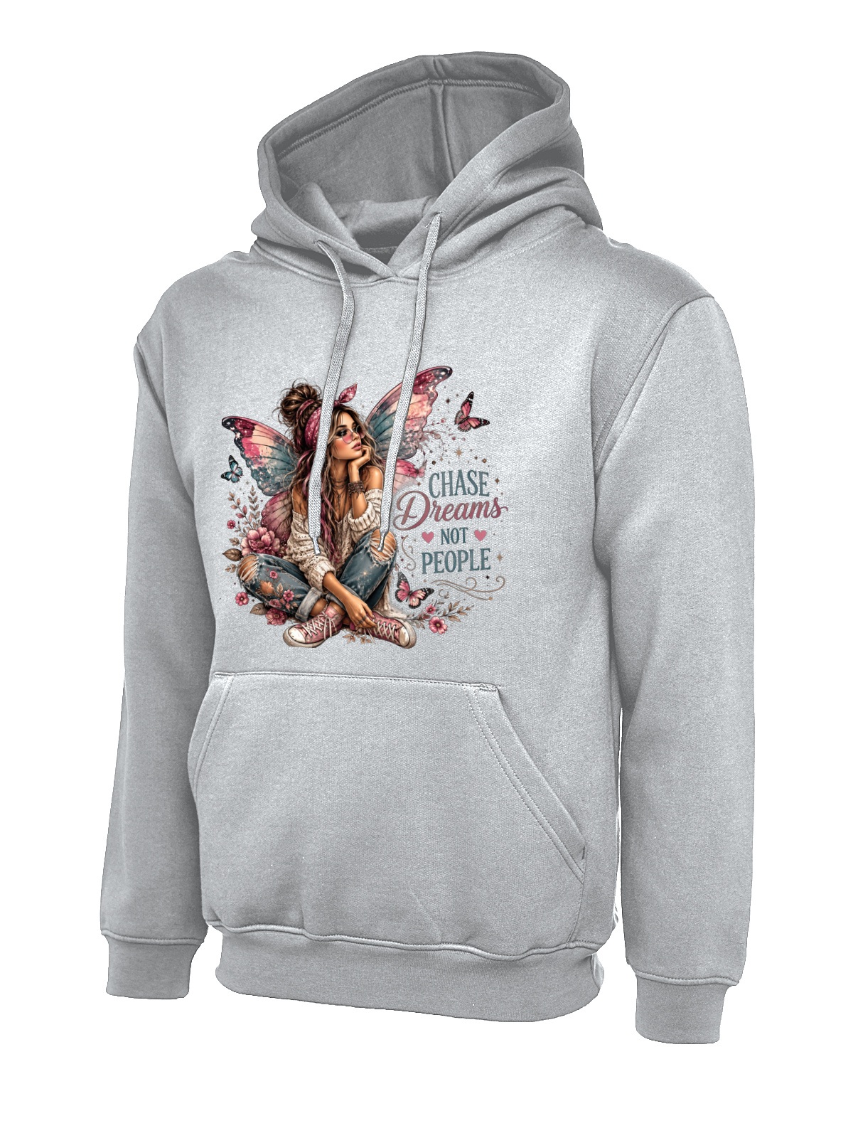 Chase Dreams Not People Fairy uneek uc502 hoodie in heather grey