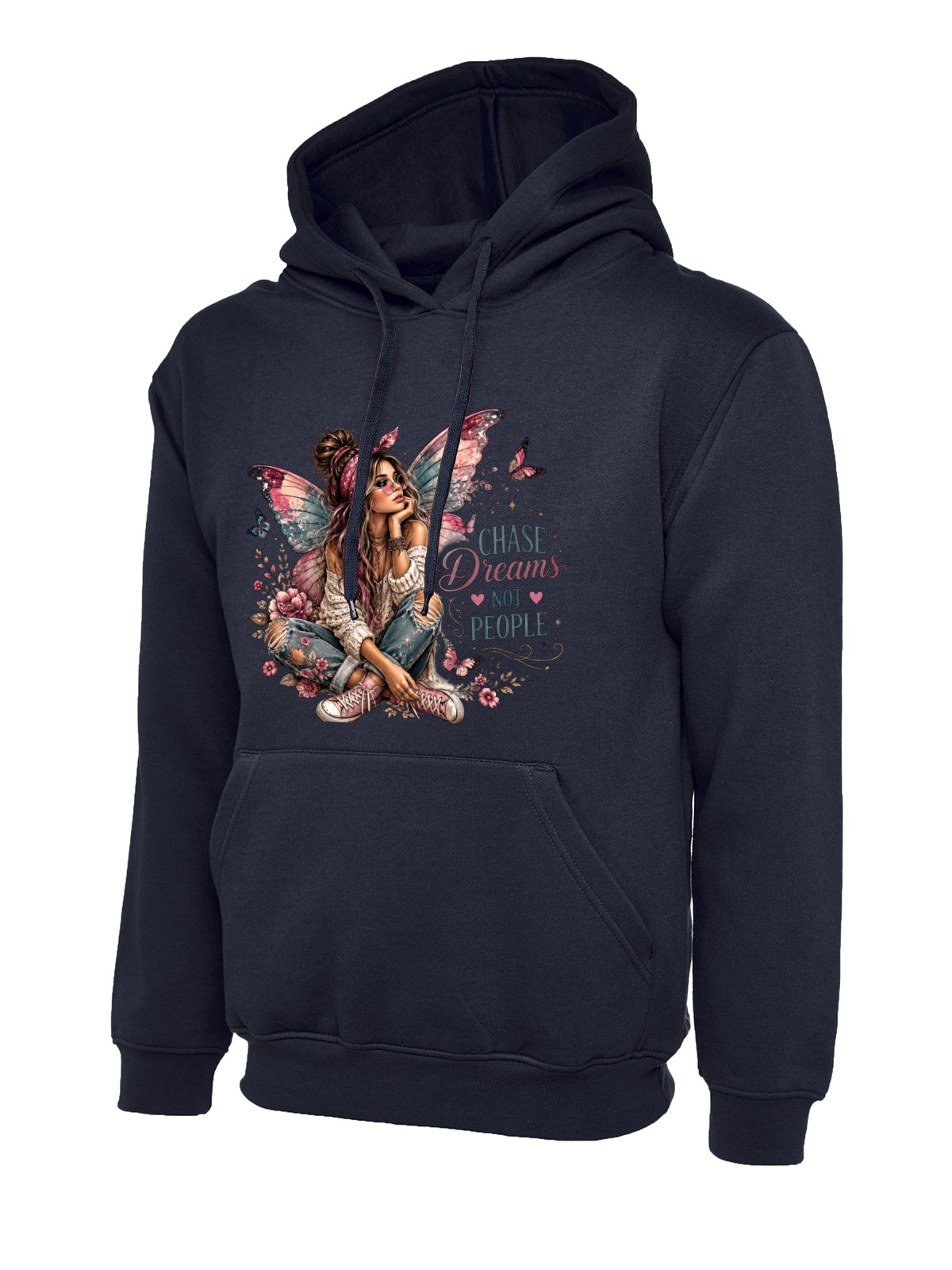 Chase Dreams Not People Fairy uneek uc502 hoodie in navy