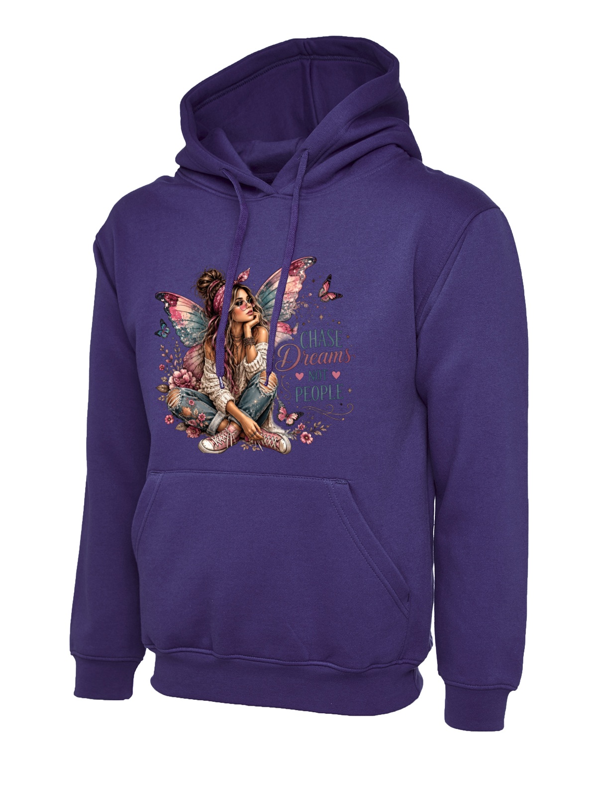 Chase Dreams Not People Fairy uneek uc502 hoodie in purple