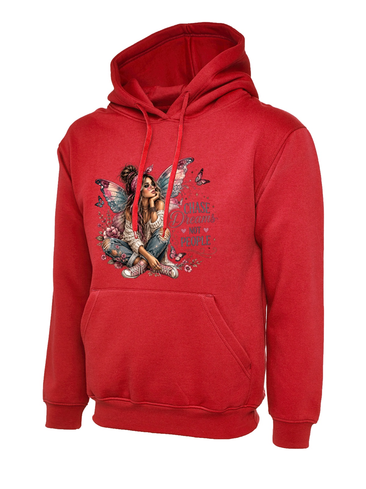 Chase Dreams Not People Fairy uneek uc502 hoodie in red