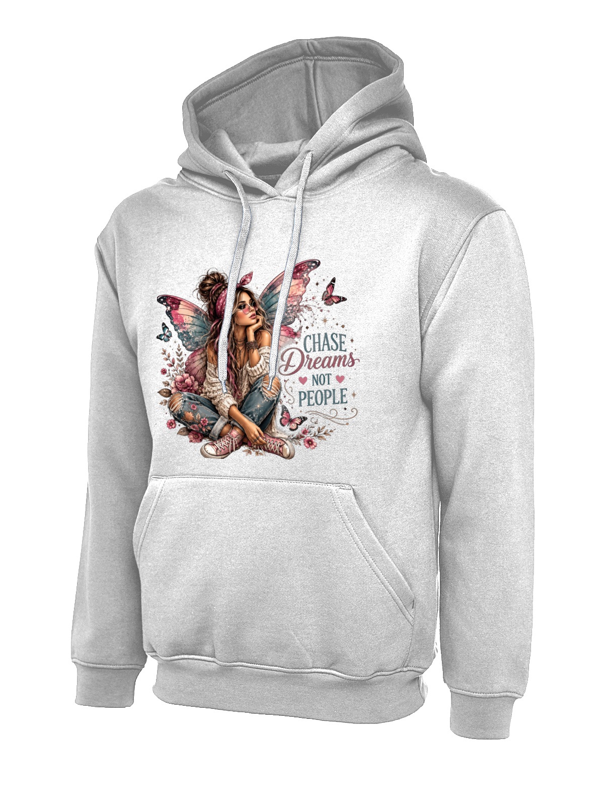Chase Dreams Not People Fairy uneek uc502 hoodie in white