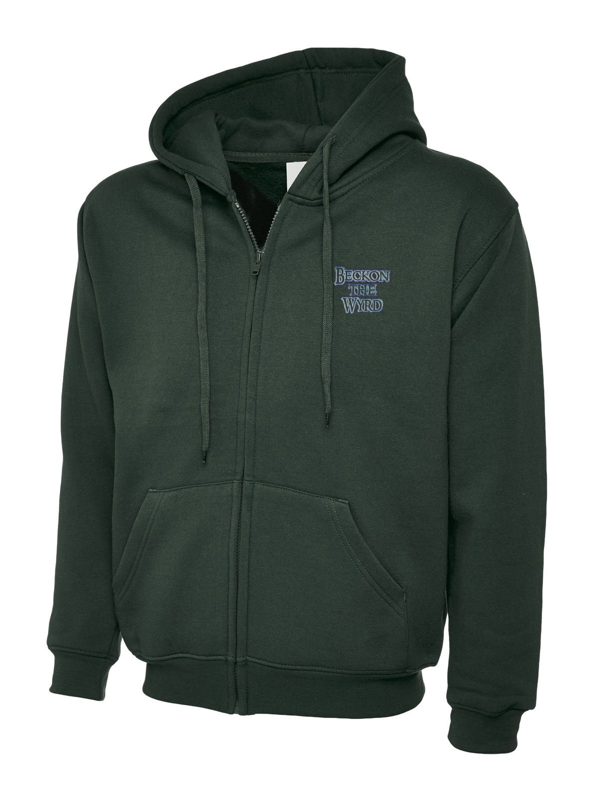 Beckon The Wyrd Official Logo Rock Zip Hoodie - Bottle Green