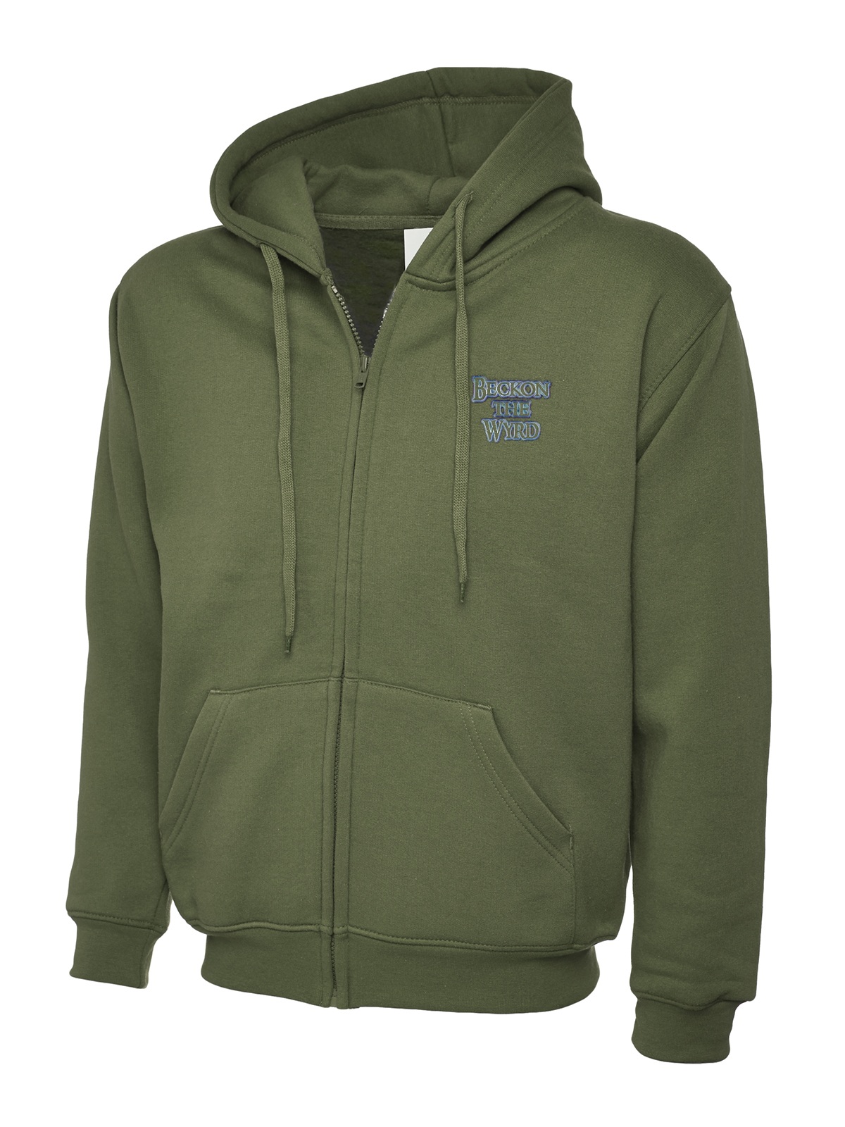 Beckon The Wyrd Official Logo Rock Zip Hoodie - Olive