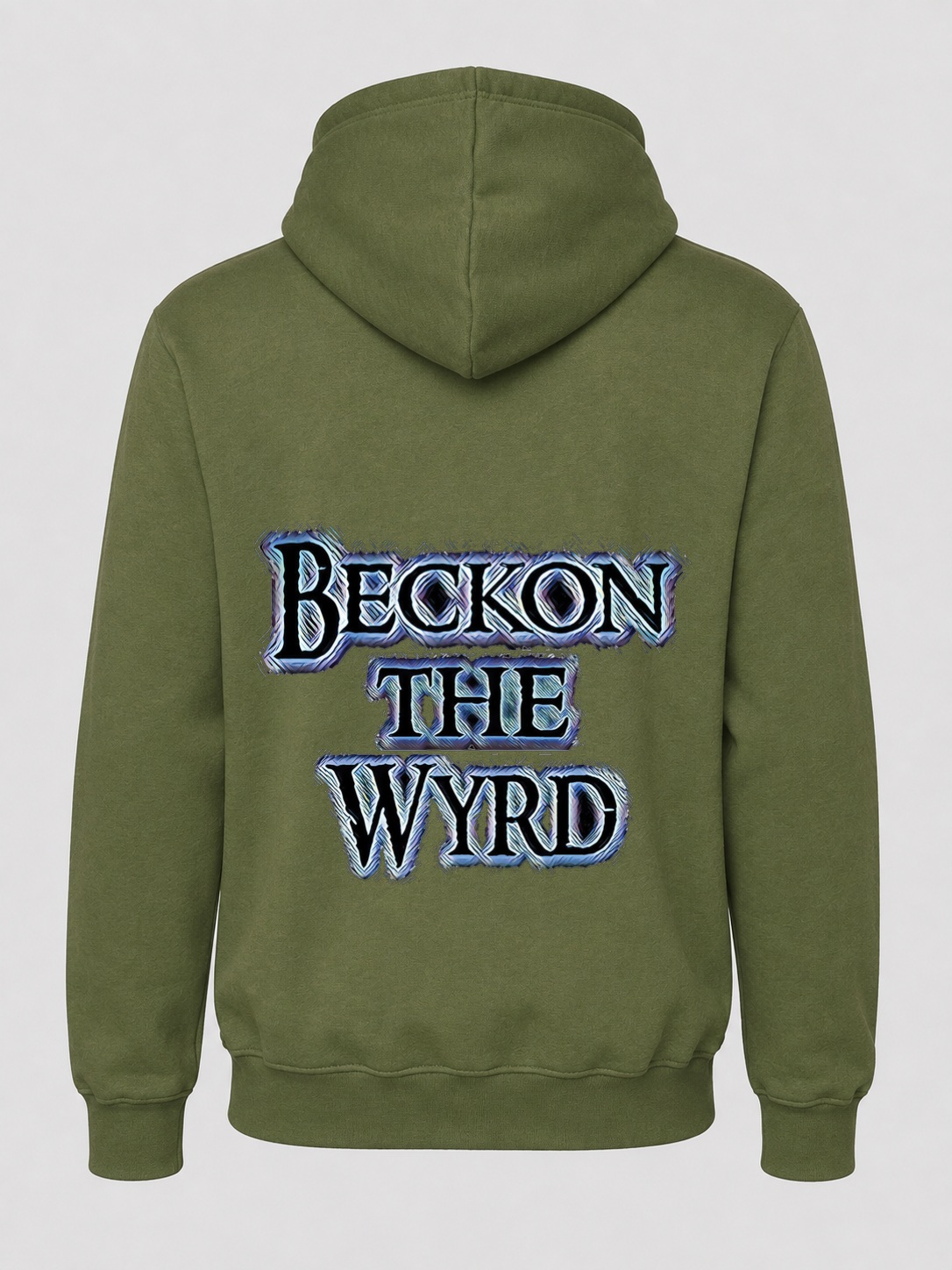 Beckon The Wyrd Official Logo Rock Zip Hoodie - Olive Back