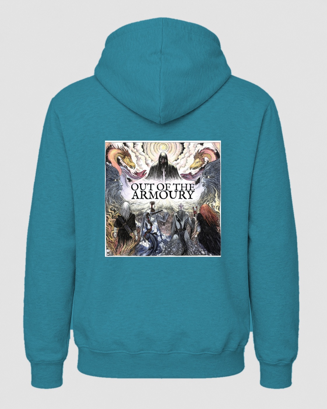 Beckon The Wyrd uneek uc502 hoodie in jade, back print
