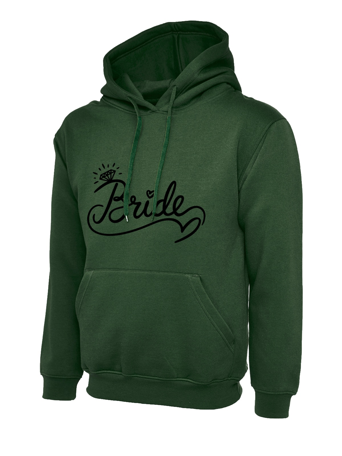 Bride Ring Script Wedding Hoodie - Bottle Green