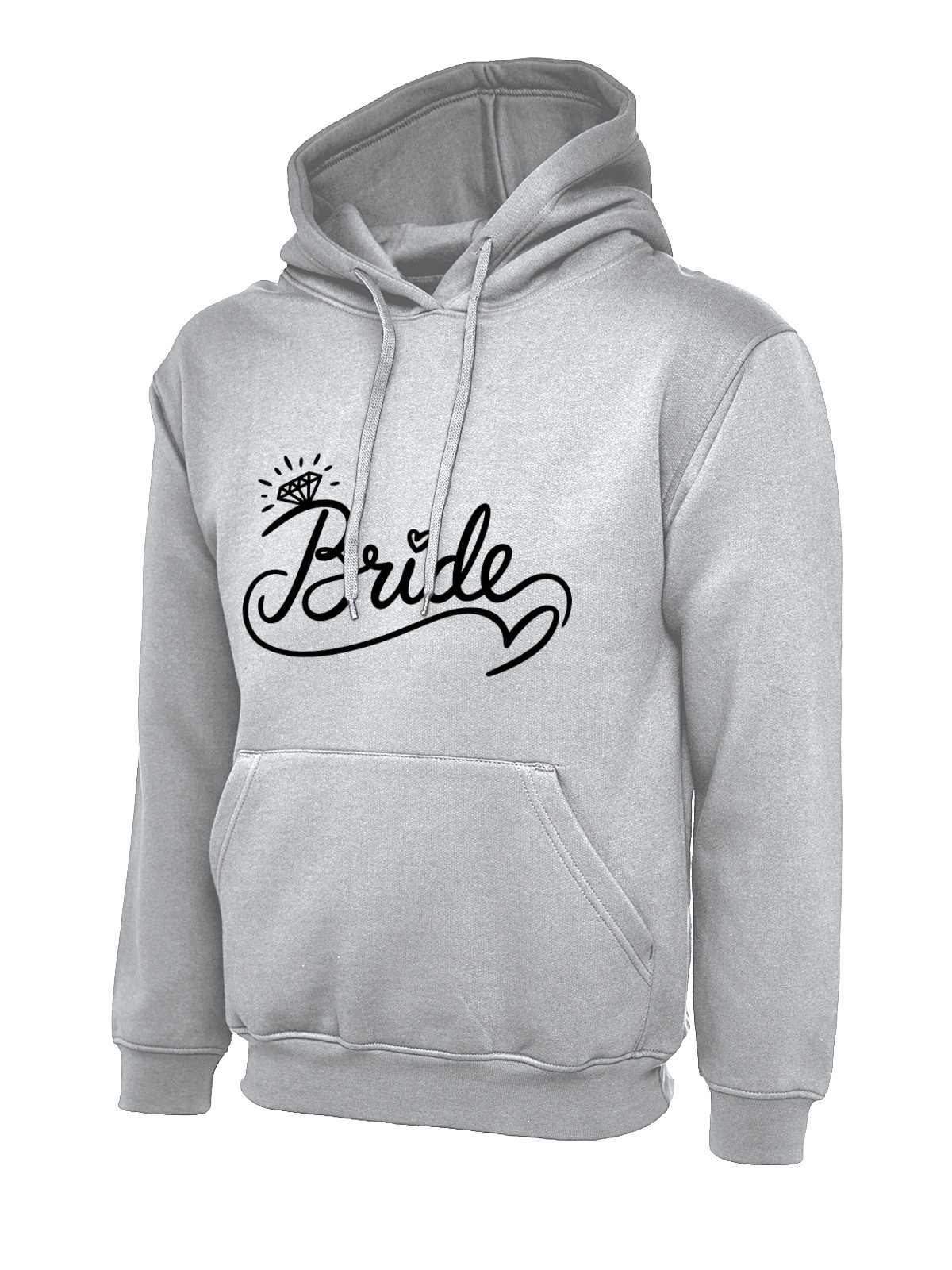 Bride Ring Script Wedding Hoodie - Heather Grey