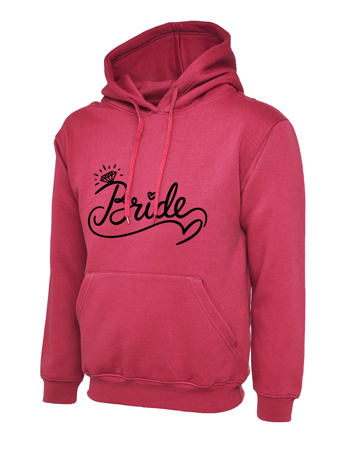 Bride Ring Script Wedding Hoodie - Hot Pink