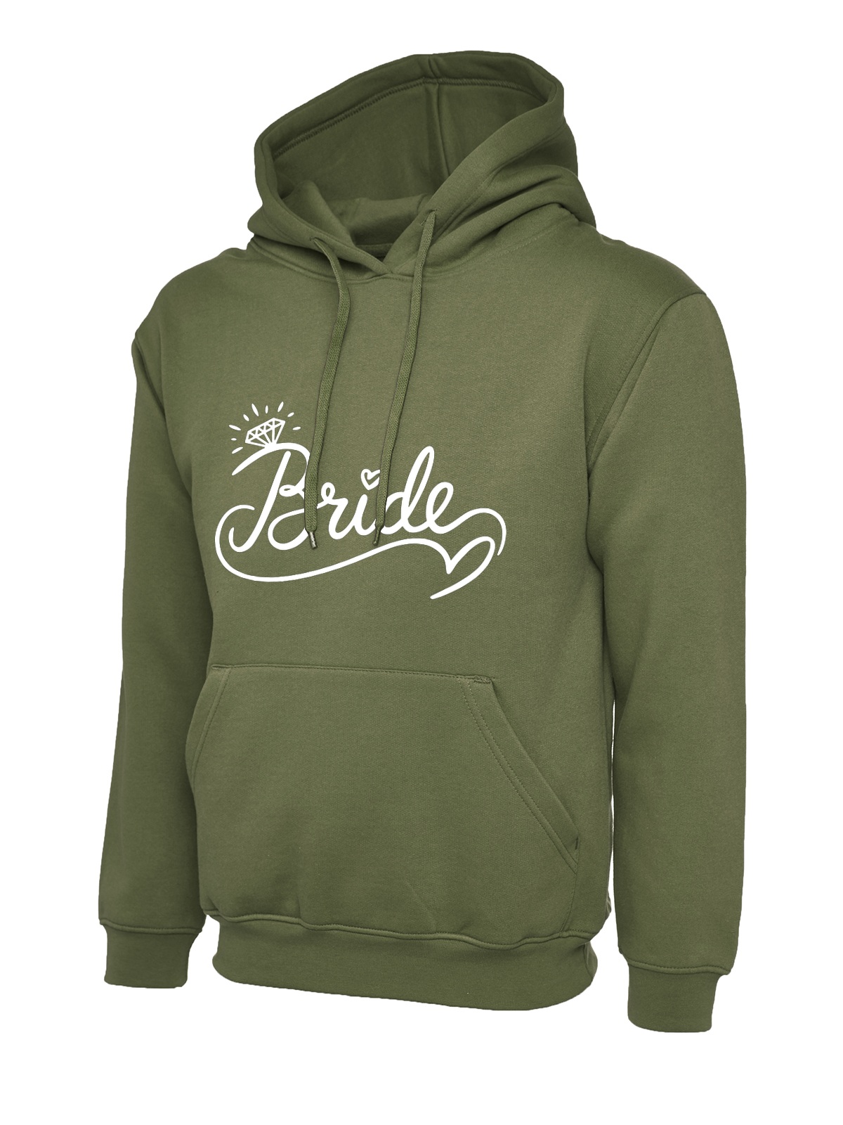 Bride Ring Script Wedding Hoodie - Olive