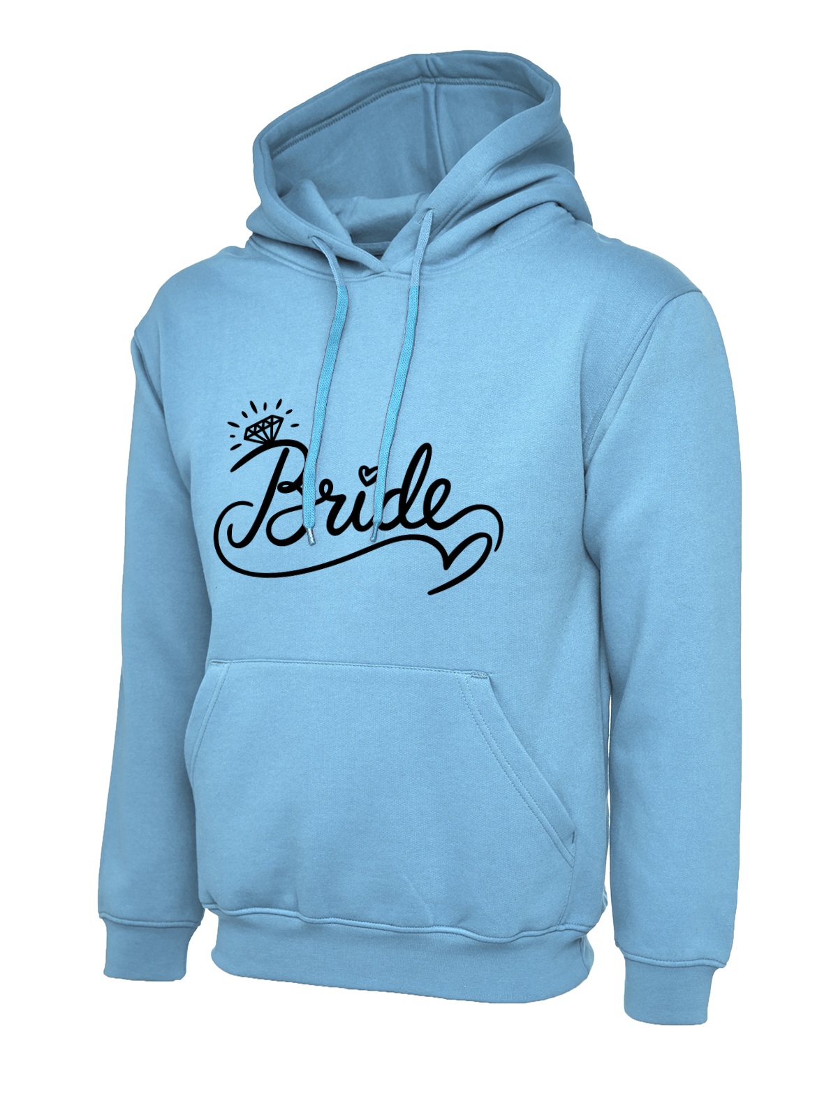 Bride Ring Script Wedding Hoodie - Sky Blue