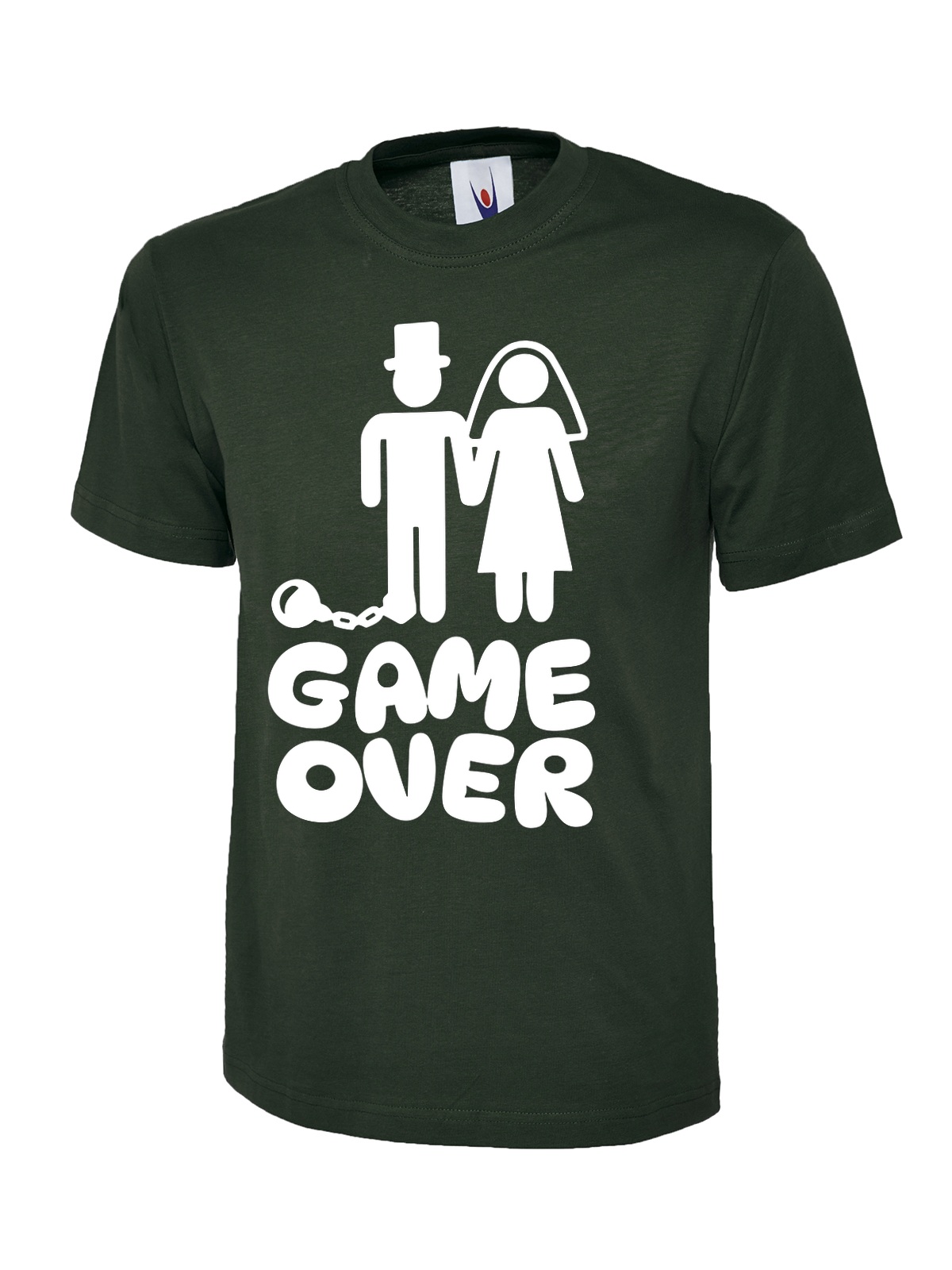 Game Over Marriage uneek uc301 t-shirt in bottle green