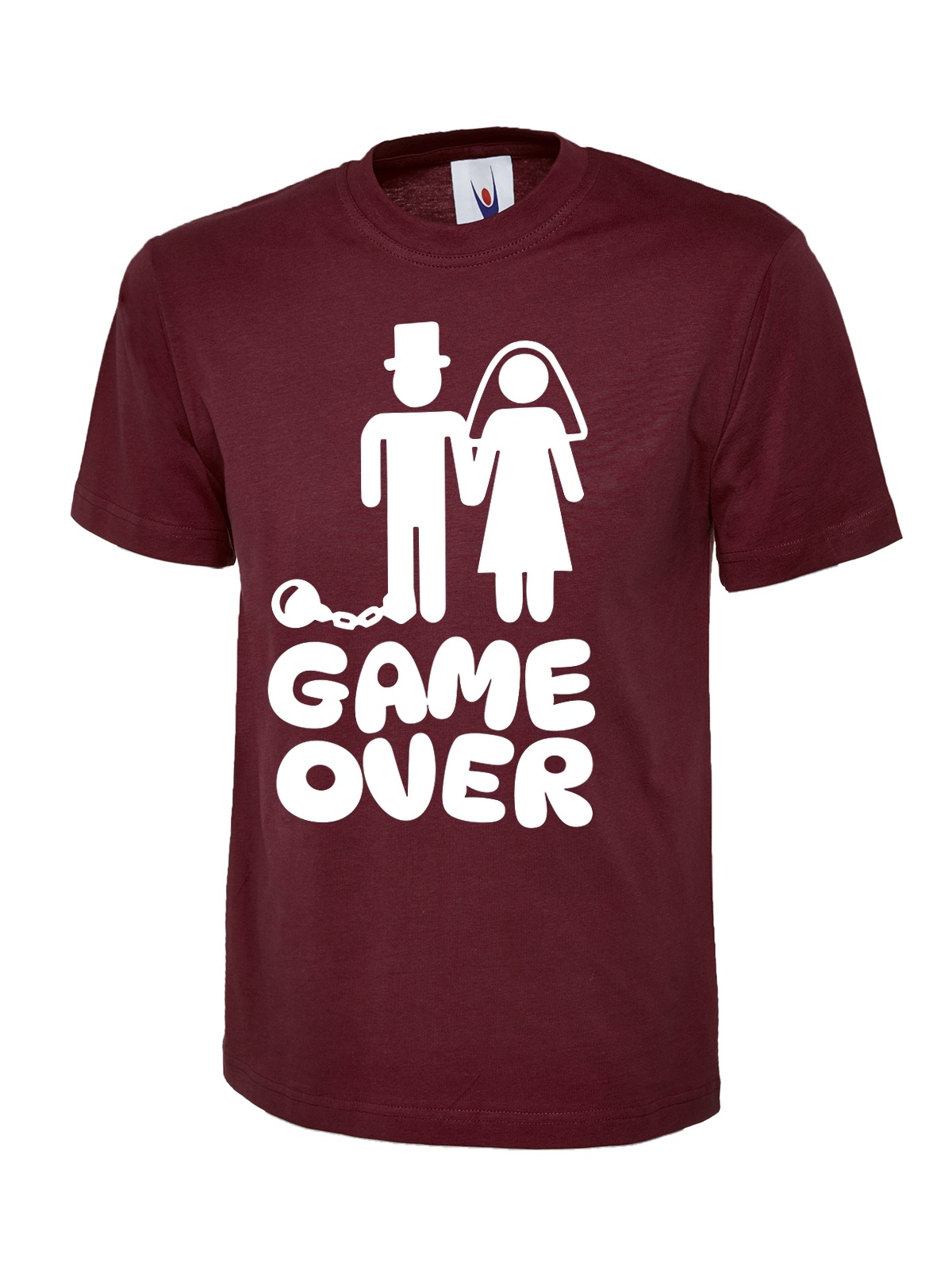 Game Over Marriage uneek uc301 t-shirt in maroon