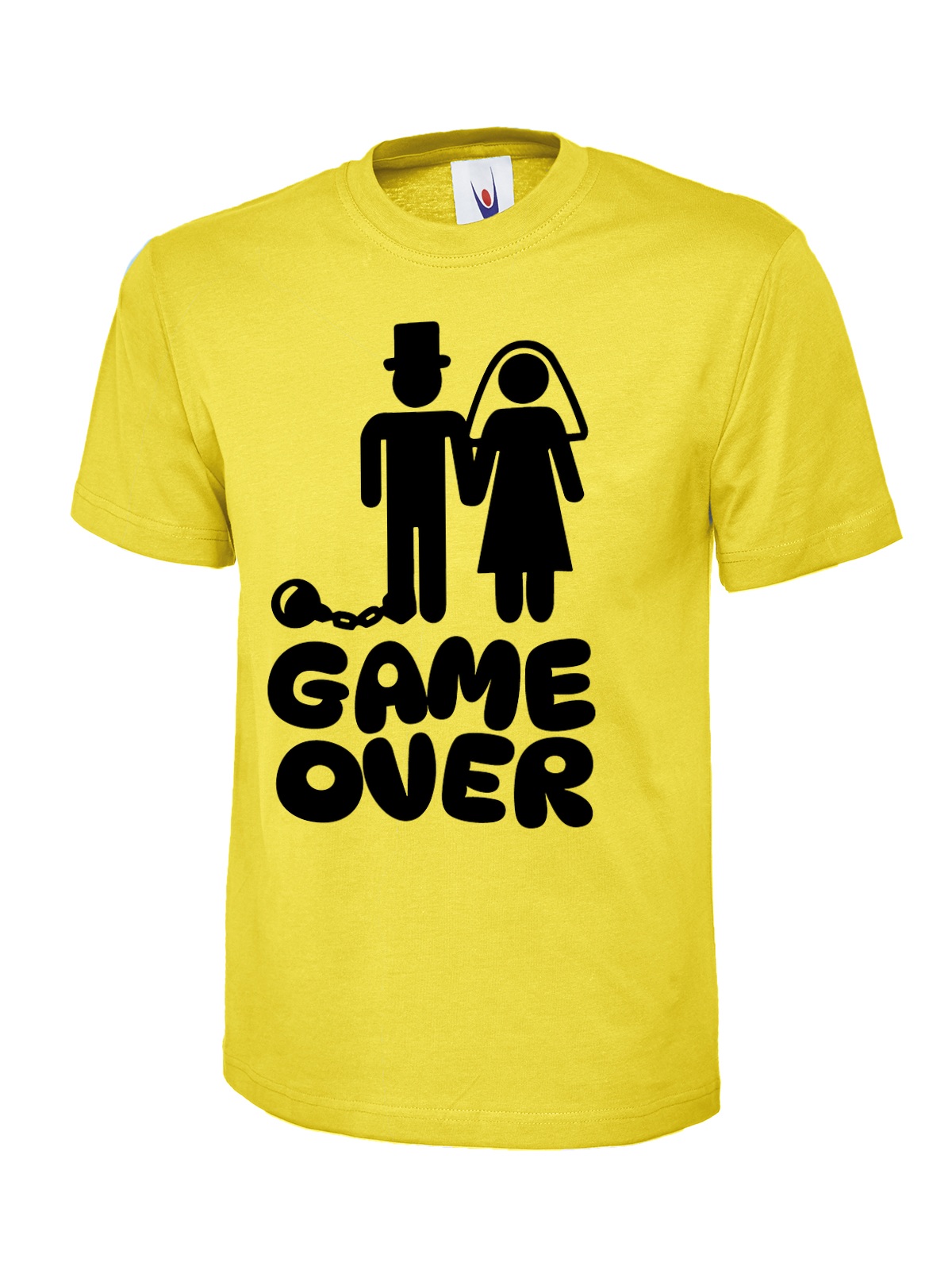 Game Over Marriage uneek uc301 t-shirt in yellow