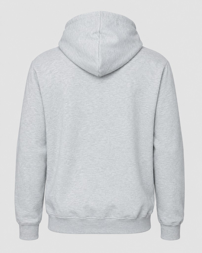 Personalised zipped hoodie in heather grey — back
