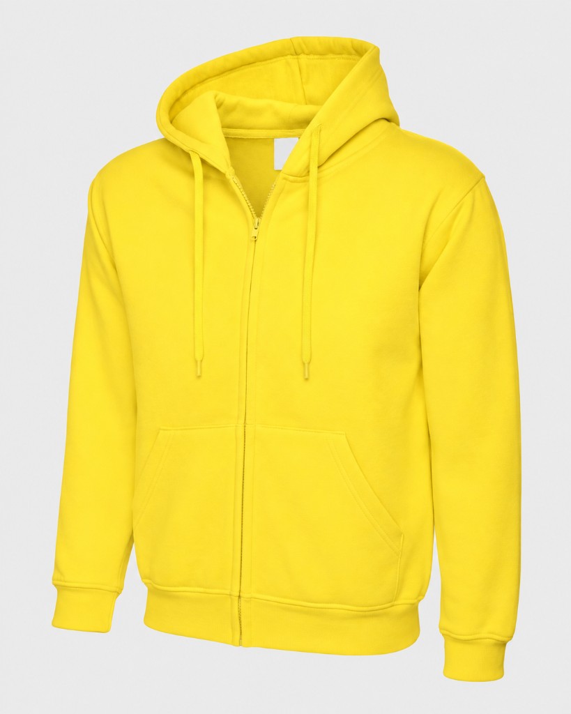 Personalised zipped hoodie in yellow — front